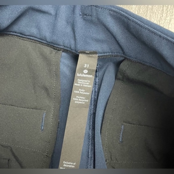 Lululemon Mens Commission Pant Slim 31x31" *Warpstreme (Navy) - Picture 3 of 7